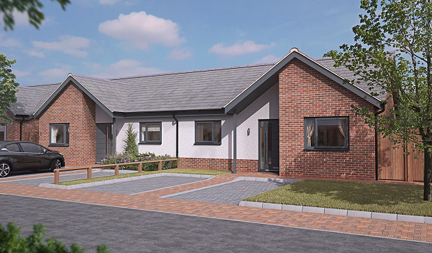 Artist impression of Hutchings Way. Two bedroom bungalows adjacent to Diamond Place available to buy under the Older Persons Shared Ownership Scheme