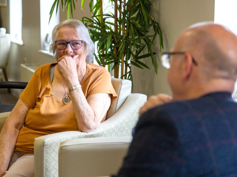 Lace Housing resident having a chat with staff