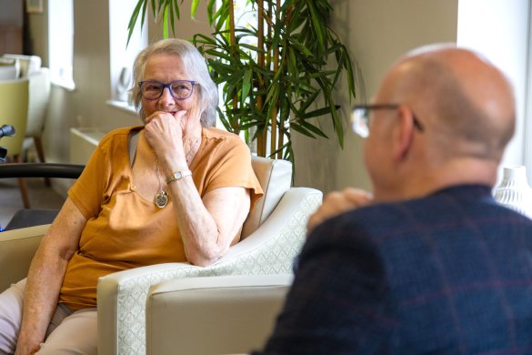 Lace Housing resident having a chat with staff