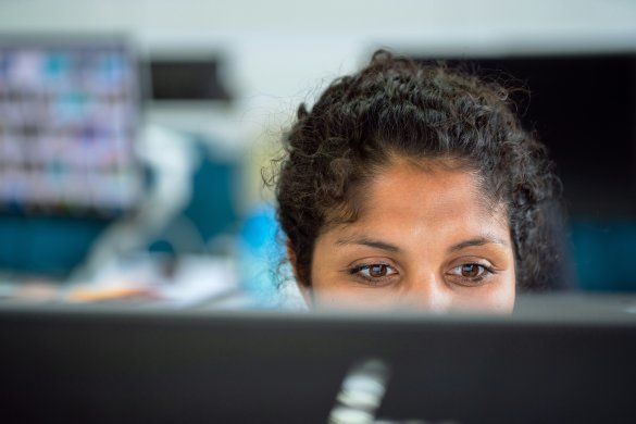 Staff member working on computer