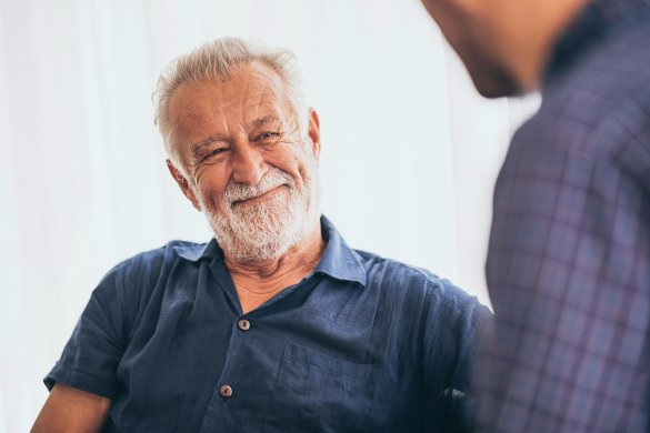 Elderly man applying for a home